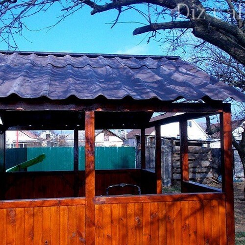 Шиферная крыша для беседки